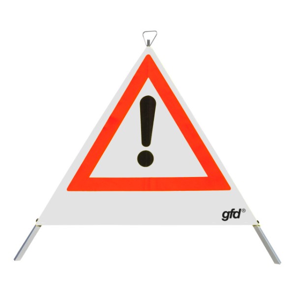 Faltsignal gfd, weiß, 900 mm, Aufdruck